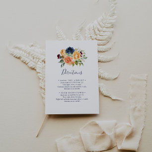 Carte D'accompagnement Directions de mariage florales élégantes multicolo