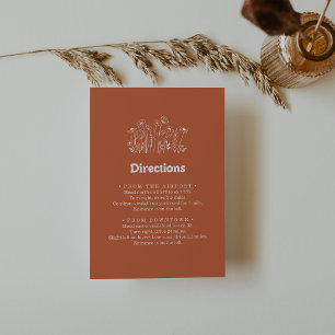 Carte D'accompagnement Directions de mariage minimalistes aux fleurs sauv