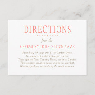 Carte D'accompagnement Directions de mariage rose corail charmantes
