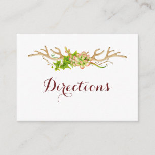 Carte D'accompagnement Directions de mariage Rustique Bois de Cerf & Fleu