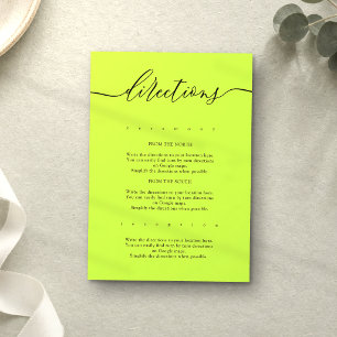Carte D'accompagnement Directions de mariage simple Cyber Lime Jet noir