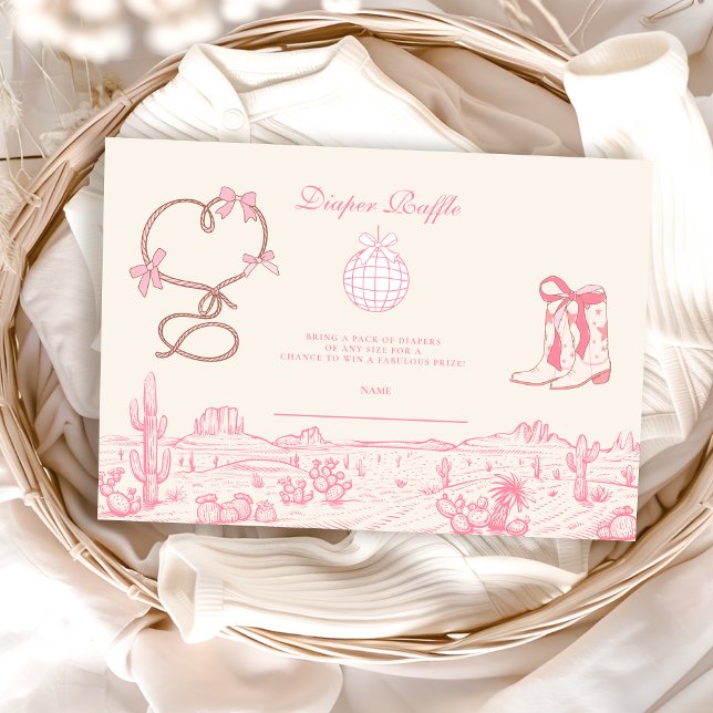 Carte D'accompagnement Disco Cowgirl Baby shower Diapper Raffle (Créateur téléchargé)