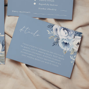 Carte D'accompagnement Divine Bleu Gorgeous Floral Détails du Mariage