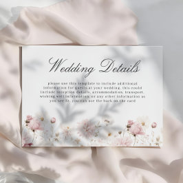 Carte D'accompagnement Divine Elegant Blush Garden Floral Détails Mariage