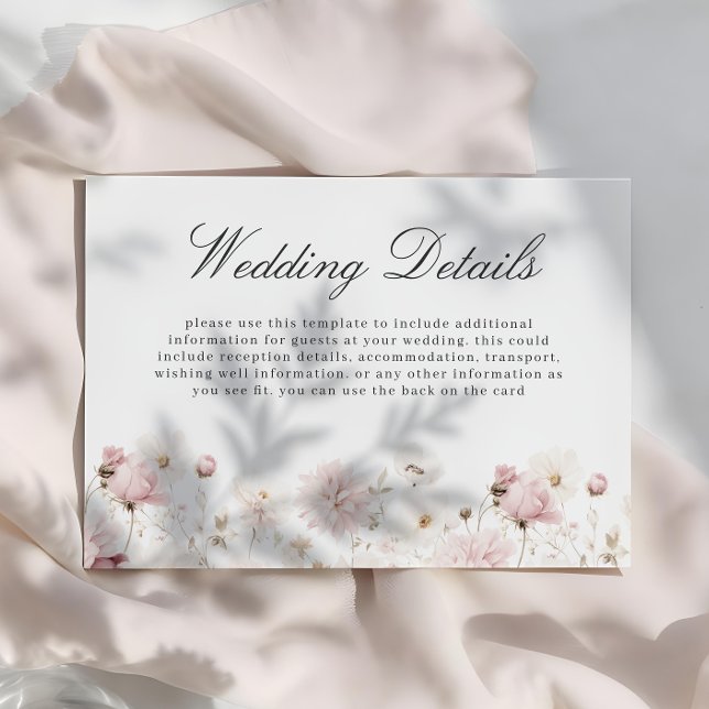 Carte D'accompagnement Divine Elegant Blush Garden Floral Détails Mariage (Créateur téléchargé)