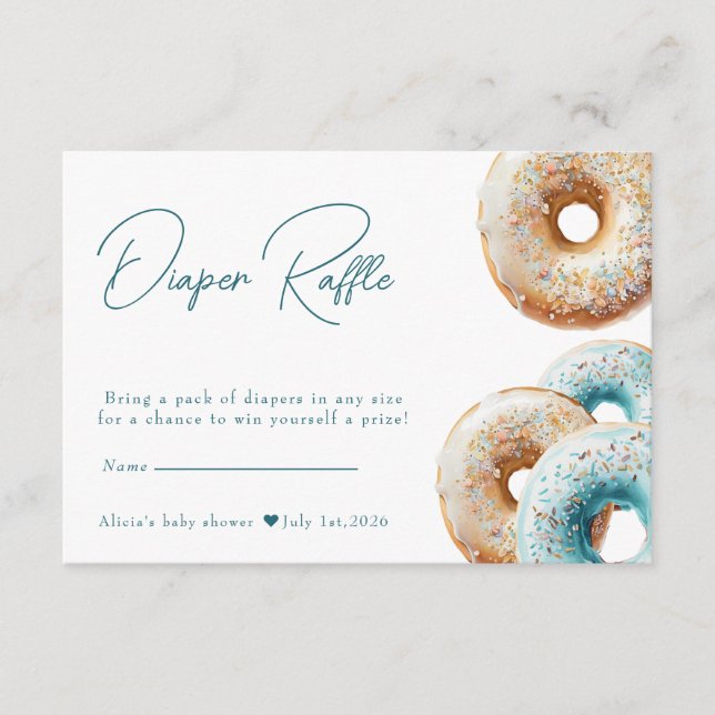 Carte D'accompagnement Donut | En vichy bleu Baby shower de plongeur Raff (Devant)