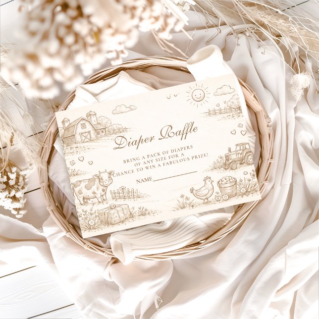 Carte D'accompagnement Doodle Whimsical Country Farm Diapper Raffle (Créateur téléchargé)
