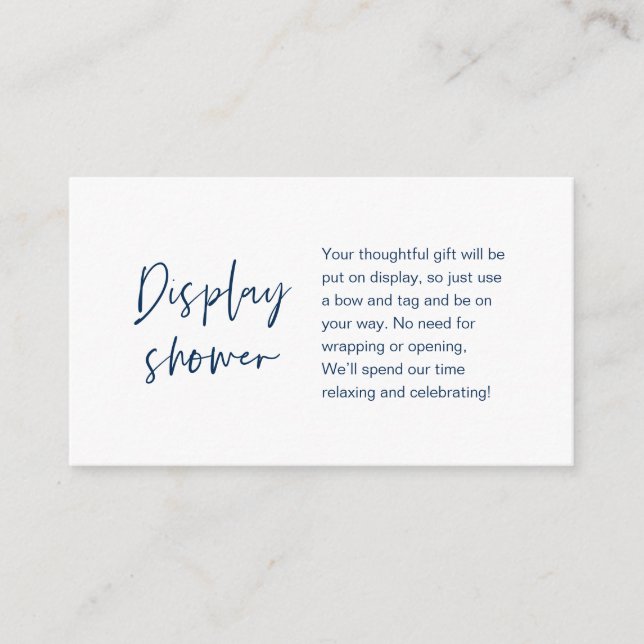 Carte D'accompagnement Douche à écran mariage, marine minimaliste moderne (Devant)