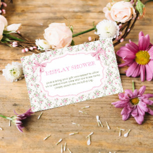 Carte D'accompagnement Douche à ruban rose et fleurs