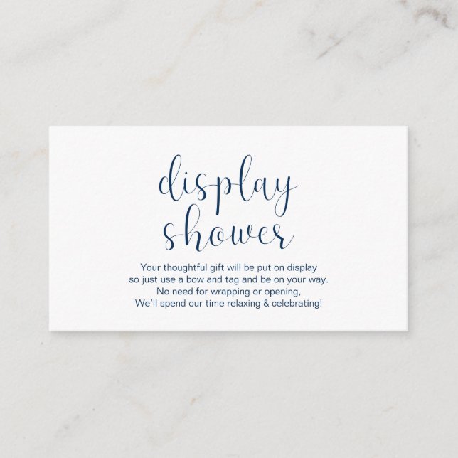 Carte D'accompagnement douche d'affichage Mariage, minimaliste, bleu mari (Devant)