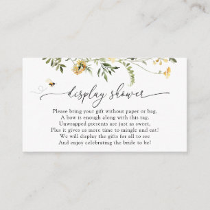 Carte D'accompagnement Douche de fleurs sauvages jaunes et d'abeille