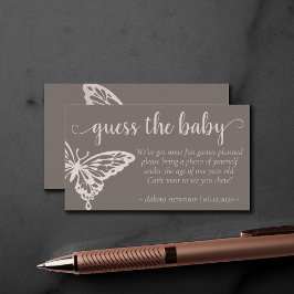 Carte D'accompagnement Douche papillon chic | Blush Taupe Guess the Baby