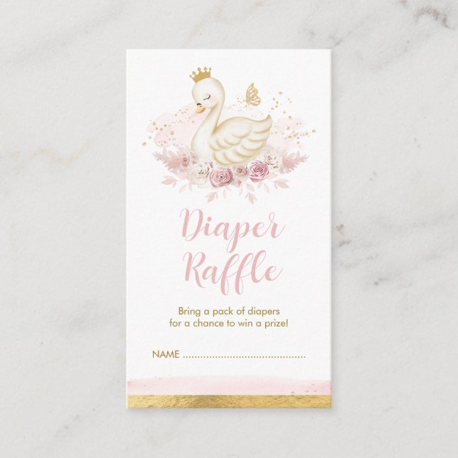 Carte D'accompagnement Doux Blush rose Floral Swan Princess Déchets Raffl (Devant)