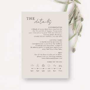 Carte D'accompagnement Dove Grey   Icônes de détails de Mariage minimalis