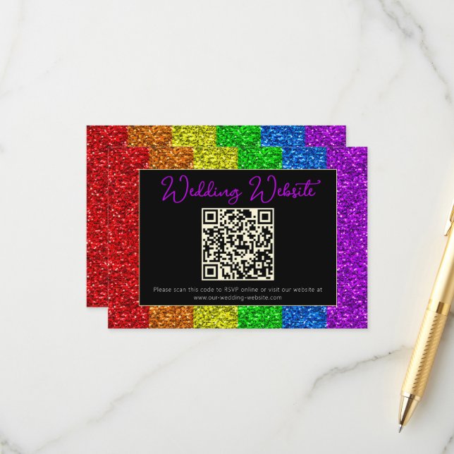 Carte D'accompagnement Drapeau LGBT arc-en-ciel scintille gay lesbienne m (Devant/Arrière en situation)