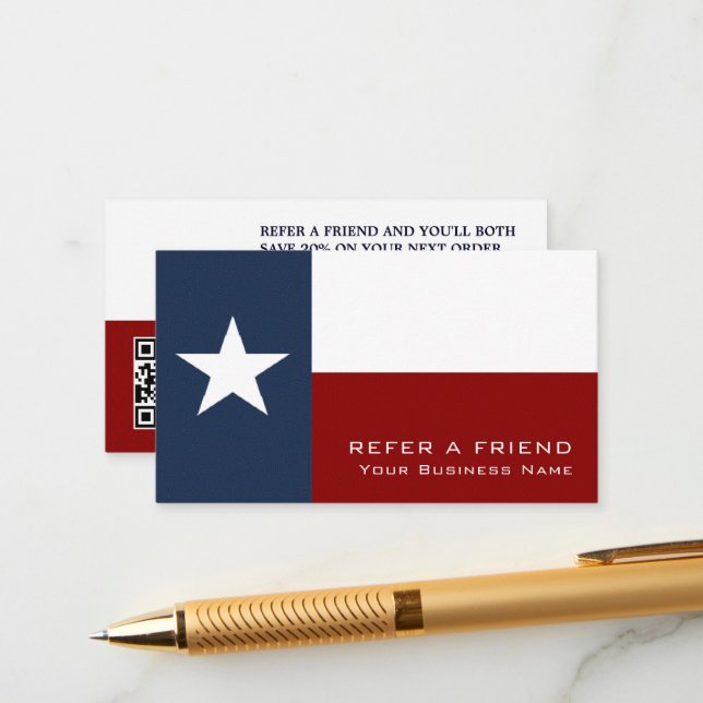 Carte D'accompagnement Drapeau texan, Texas Business Reference Card (Devant/Arrière en situation)
