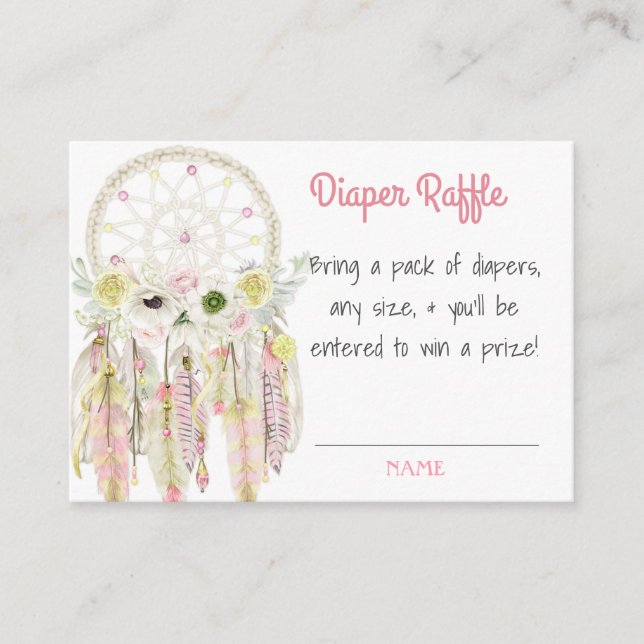 Carte D'accompagnement Dream Catcher Baby shower rose Déchets Raffle (Devant)