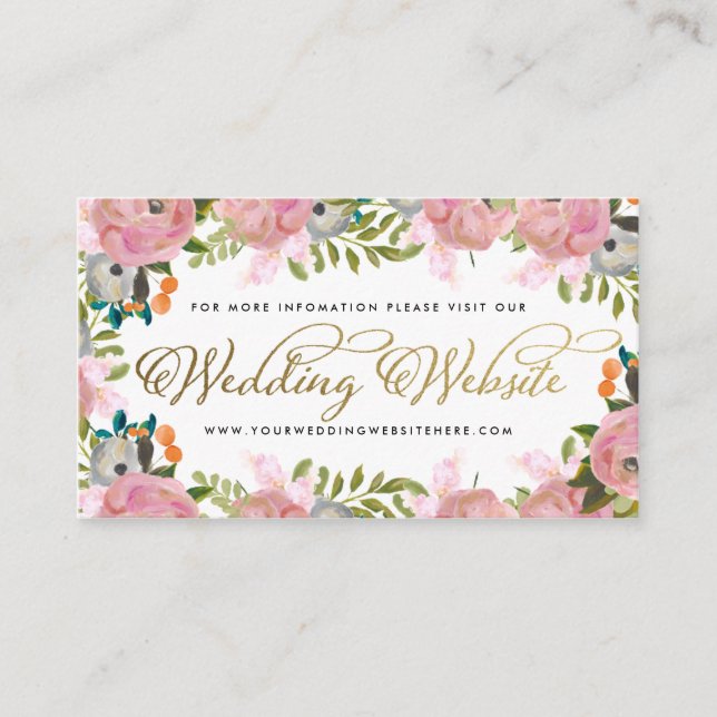 Carte D'accompagnement Dream Garden Floral Custom Wedding Website (Devant)