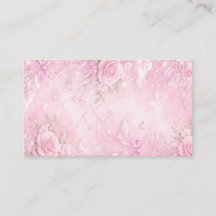 Dreamy Pink Rose Floral Pearls Bows Sparkles