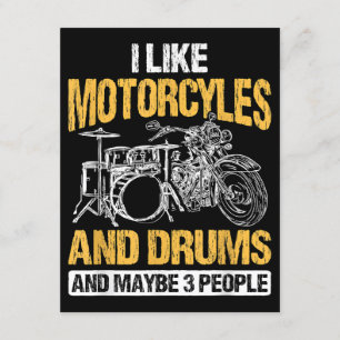 Carte D'accompagnement Drummer Drumming J'Aime Les Motos Et Les Drums