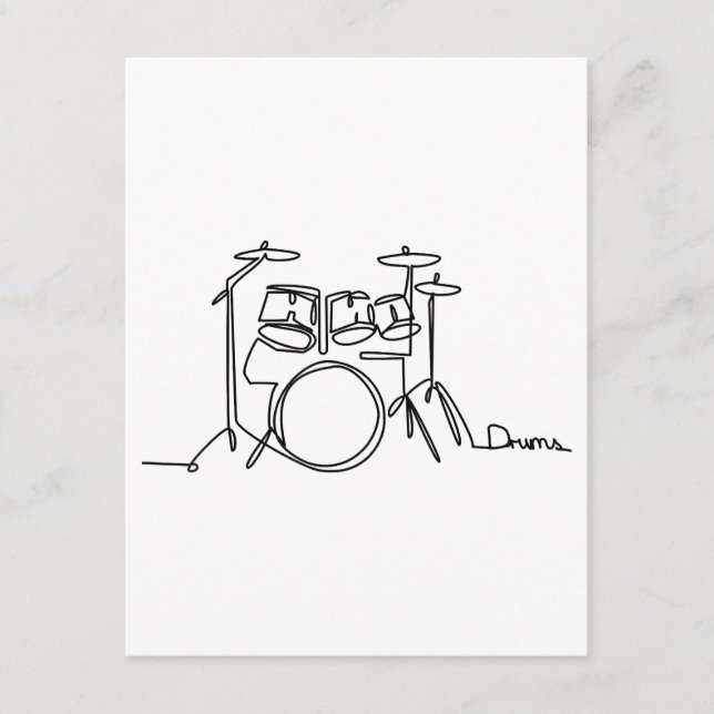 Carte D'accompagnement Drummer Music Design Drums One-Line (Devant)