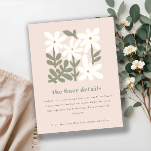 Carte D'accompagnement Dusky Blush Retro Minimal Floral Détails sur le Ma