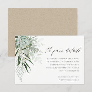 Carte D'accompagnement Dusky Green Leafy Fern Mariage Succulent Détails