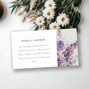 Carte D'accompagnement Dusky Lilac Cottage Floral Baby shower d'affichage