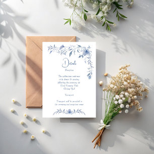 Carte D'accompagnement Dusty bleu floral vert ruban élégant mariage