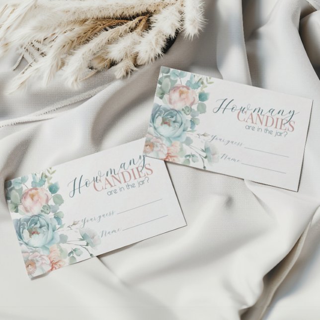 Carte D'accompagnement Dusty Blue Baby shower devinez combien de bonbons (Créateur téléchargé)