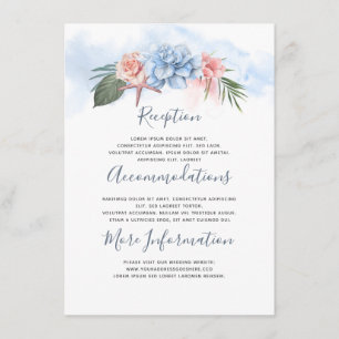 Carte D'accompagnement Dusty Blue Beach Informations de mariage Invité