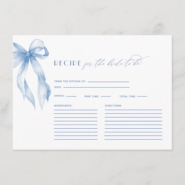 Carte D'accompagnement Dusty Blue Bow Tying Fête des mariées de noeud Rec (Devant)