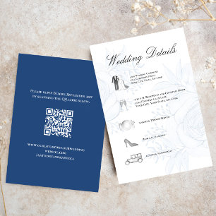 Carte D'accompagnement Dusty Blue Détails de Mariage Code QR Inséré