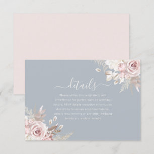 Carte D'accompagnement Dusty Blue Dusty Rose Blush Ivory Détails du Maria
