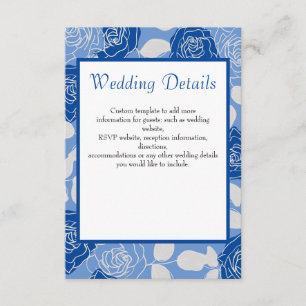 Carte D'accompagnement Dusty Blue Elegant blanc motif Floral Mariage
