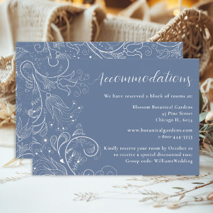 Carte D'accompagnement Dusty Blue Elegant Floral Mariage Hébergements