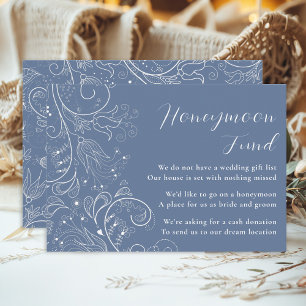 Carte D'accompagnement Dusty Blue Elegant Floral Mariage Honeymoon Fund