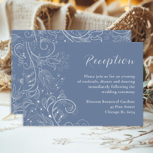 Carte D'accompagnement Dusty Blue Elegant Floral Mariage Réception