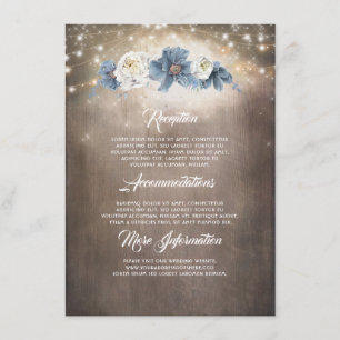 Carte D'accompagnement Dusty Blue Floral Rustic Mariage Information Invit