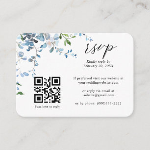 Carte D'accompagnement Dusty Blue Floral Wisteria QR Code Mariage RSVP