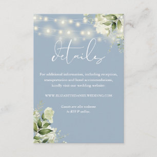 Carte D'accompagnement Dusty Blue Greenery String Lights Détails du Maria