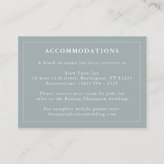 Carte D'accompagnement Dusty Blue Hotel Information sur l'hébergement