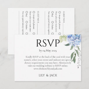 Carte D'accompagnement Dusty Blue Hydrangea 2 Mariage invité RSVP