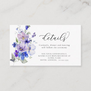 Carte D'accompagnement Dusty Blue Lilac Purple Flowers Détails du Mariage