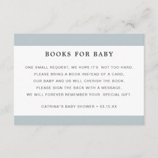 Carte D'accompagnement Dusty Blue Livre Demander Baby shower garçon