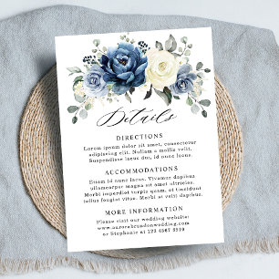 Carte D'accompagnement Dusty Blue Navy Champagne Ivory Détails du Mariage