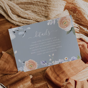 Carte D'accompagnement Dusty Blue & Peach Modern Mariage Détails