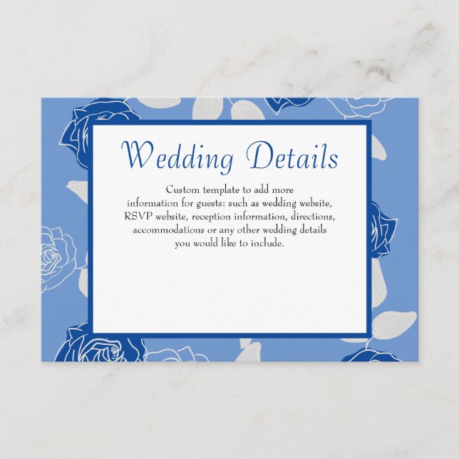Carte D'accompagnement Dusty Blue Rose Élégant blanc gris floral Mariage (Devant)