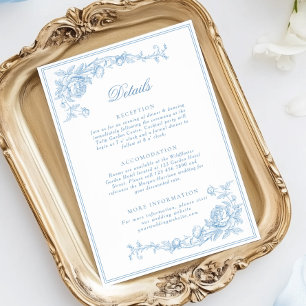 Carte D'accompagnement Dusty Blue Victorian Détails du Mariage