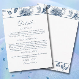 Carte D'accompagnement Dusty Blue Vintage Floral Français Détails du Mari